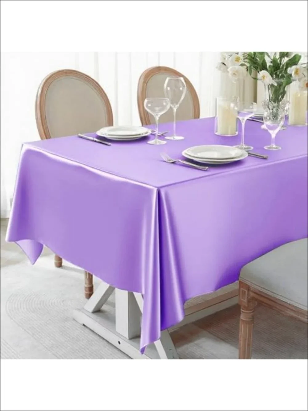 4 Pack Satin Rectangle Tablecloth 58 x 102 Inch Stain Wrinkle Resistant